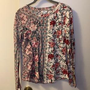 SUNDANCE Long Sleeve Floral Geometric Blouse